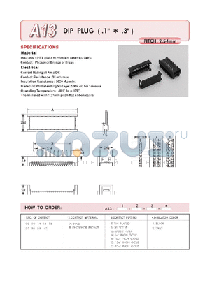 A1308AS2 datasheet - DIP PLUG PITCH:2.54mm