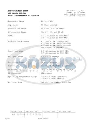 50P-766 datasheet - RELAY PROGRAMMABLE ATTENUATOR