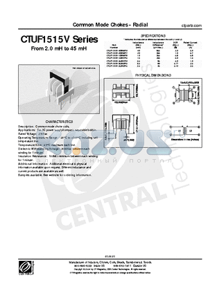 CTUF1515V datasheet - Common Mode Chokes - Radial