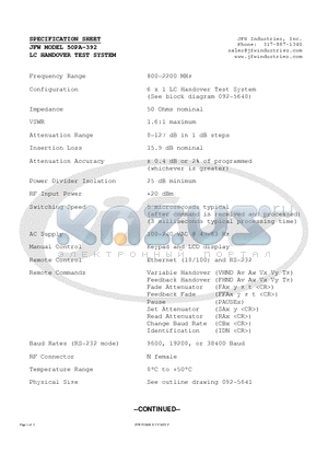 50PA-392 datasheet - LC HANDOVER TEST SYSTEM