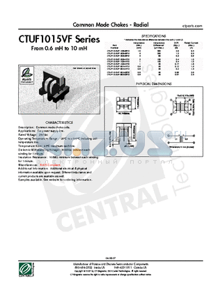 CTUF1015VF-202M1R0 datasheet - Common Mode Chokes - Radial