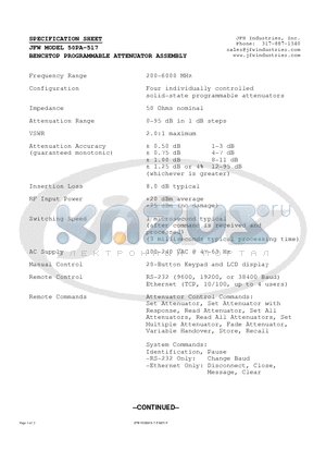 50PA-517 datasheet - BENCHTOP PROGRAMMABLE ATTENUATOR ASSEMBLY