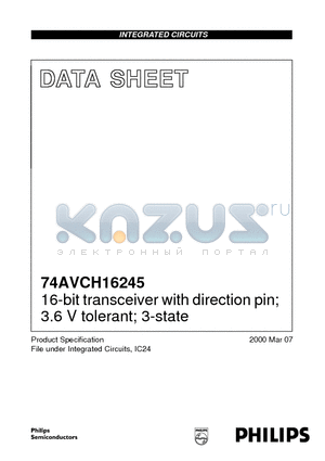 74AVC16245DGG datasheet - 16-bit transceiver with direction pin; 3.6 V tolerant; 3-state