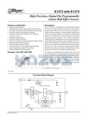 A1373LKB-T datasheet - High Precision, Output Pin Programmable Linear Hall Effect Sensors