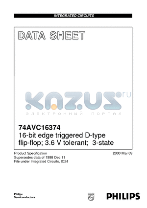 74AVC16374 datasheet - 16-bit edge triggered D-type flip-flop; 3.6 V tolerant; 3-state