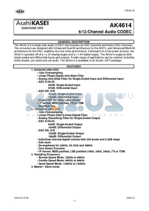 AK4614VQ datasheet - 6/12-Channel Audio CODEC