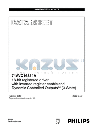 74AVC16834ADGV datasheet - 18-bit registered driver with inverted register enable and Dynamic Controlled Outputs (3-State)