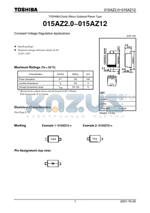 015AZ2.7 datasheet - TOSHIBA Diode Silicon Epitaxial Planar Type