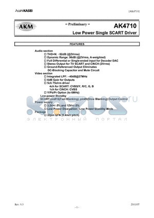 AK4710EN datasheet - Low Power Single SCART Driver