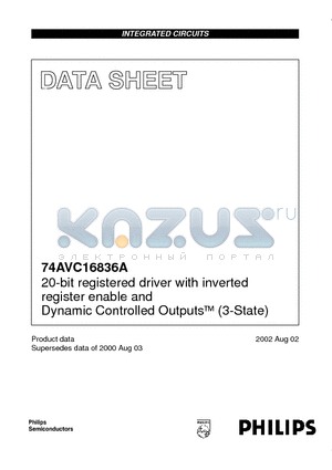 74AVC16836ADGV datasheet - 20-bit registered driver with inverted register enable and Dynamic Controlled Outputs (3-State)