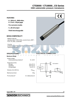 CTUM81K6G4CXS datasheet - OEM submersible pressure transducers