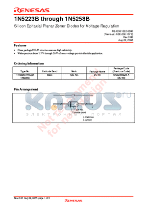 1N5237B datasheet - Silicon Epitaxial Planar Zener Diodes for Voltage Regulation