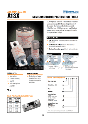 A13X400-1TI datasheet - SEMICONDUCTOR PROTECTION FUSES