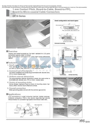 DF19K-30S-1FGND datasheet - 1 mm Contact Pitch, Board-to-Cable, Board-to-FPC, Board-to-Micro-coaxial Cable Connectors