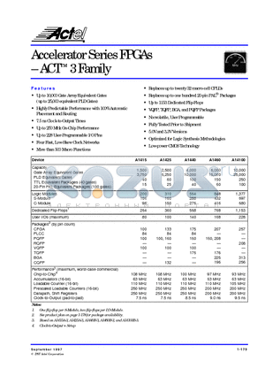 A14100AA-1PL208M datasheet - Accelerator Series FPGAs - ACT 3Family