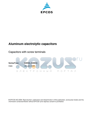 B43564 datasheet - Aluminum electrolytic capacitors
