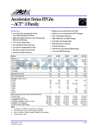 A14100AA-1CQ208C datasheet - Accelerator Series FPGAs - ACT 3Family