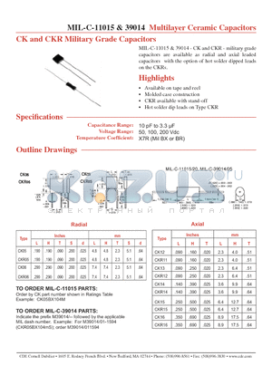 CK05BX181K datasheet - Multilayer Ceramic Capacitors