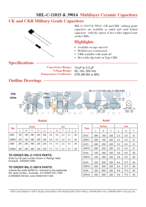 CK05BX270K datasheet - Multilayer Ceramic Capacitors