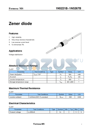 1N5240B datasheet - Zener diode