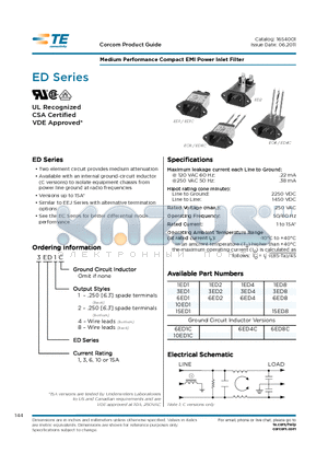 10ED1C datasheet - Medium Performance Compact EMI Power Inlet Filter