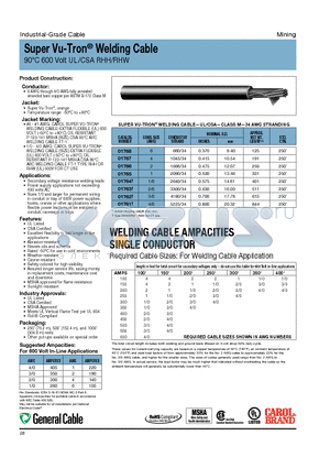 01767.38.04 datasheet - Super Vu-Tron^ Welding Cable