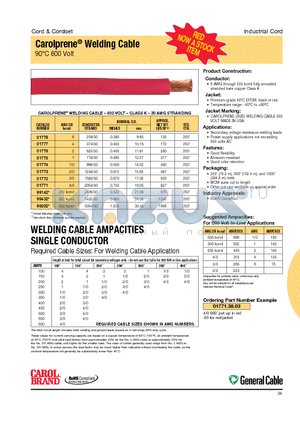 01773.99.01 datasheet - Carolprene^ Welding Cable