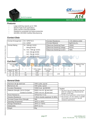 A141ACQ12VDCD datasheet - CIT SWITCH