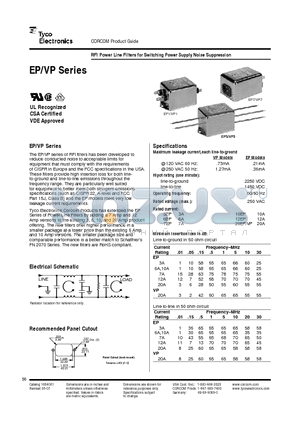 10EP1 datasheet - RFI Power Line Filters for Switching Power Supply Noise Suppression