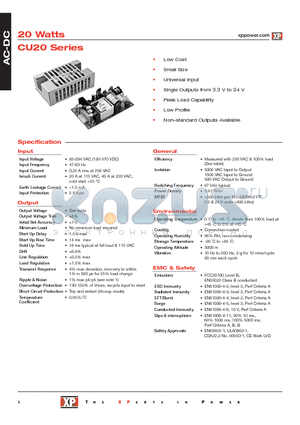CU20-09 datasheet - AC-DC Power Supplies