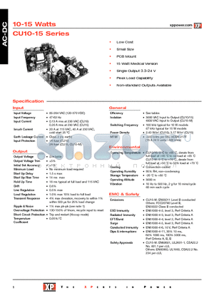 CU15-13 datasheet - AC-DC Power Supplies