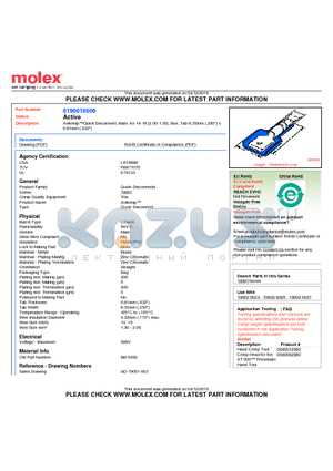0190010006 datasheet - AvikrimpQuick Disconnect, Male, for 14-16 (2.00-1.30), Box, Tab 6.35mm (.250