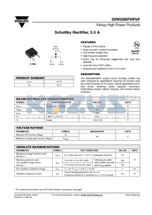 50WQ06FNTRL datasheet - Schottky Rectifier, 5.5 A