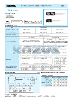 50YXA2200M16X355 datasheet - MINIATURE ALUMINUM ELECTROLYTIC CAPACITORS