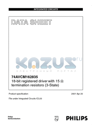 74AVCM162835 datasheet - 18-bit registered driver with 15 ohm termination resistors 3-State
