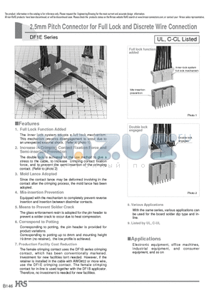 DF1E-03RS/P-2.5 datasheet - 2.5mm Pitch Connector for Full Lock and Discrete Wire Connection