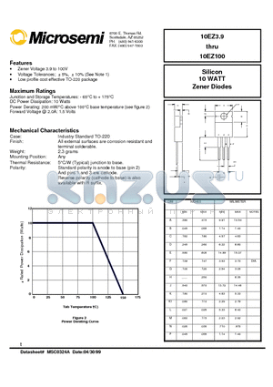 10EZ14 datasheet - Silicon 10 WATT Zener Diodes