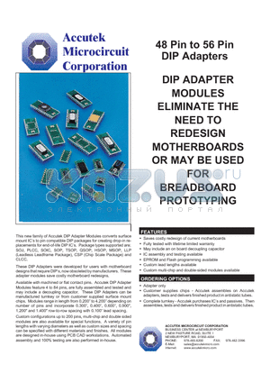 AK52D900-PLCC datasheet - 48 Pin to 56 Pin DIP Adapters