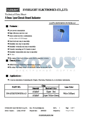 A1479-1B-SURSYGW-S530-A3 datasheet - 5.0mm 1pcs Circuit Board Indicator