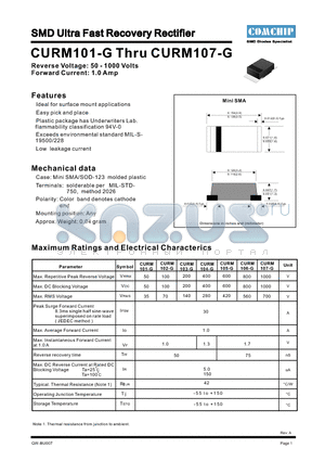CURM107-G datasheet - SMD Ultra Fast Recovery Rectifier
