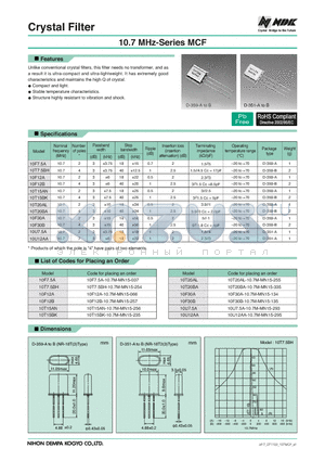 10F7.5A datasheet - Unlike conventional crystal filters,