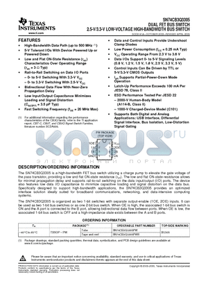 74CB3Q3305DCURE4 datasheet - DUAL FET BUS SWITCH 2.5V/3.3V LOW VOLTAGE HIGH BANDWIDTH BUS SWITCH