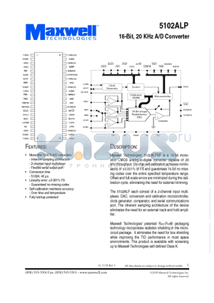 5102ALP-RP-F-H datasheet - 16-Bit, 20 KHz A/D Converter