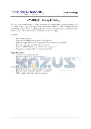 CV-HB201 datasheet - 2-Amp H-Bridge
