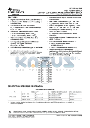 74CB3Q3384ADGVRE4 datasheet - 10-BIT FET BUS SWITCH 2.5-V/3.3-V LOW-VOLTAGE HIGH-BANDWIDTH BUS SWITCH