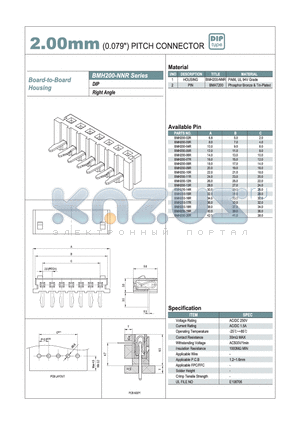 BMH200-20R datasheet - 2.00mm PITCH CONNECTOR
