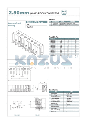 BMH250-03R datasheet - 2.50mm PITCH CONNECTOR