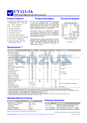 CV111-3A datasheet - UMTS-band High Linearity Downconverter