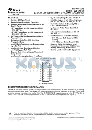 74CB3T3245DBQRE4 datasheet - 8-BIT FET BUS SWITCH 2.5-V/3.3-V LOW-VOLTAGE WITH 5-V TOLERANT LEVEL SHIFTER