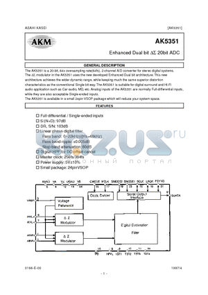 AK5351 datasheet - Enhanced Dual bit  20bit ADC